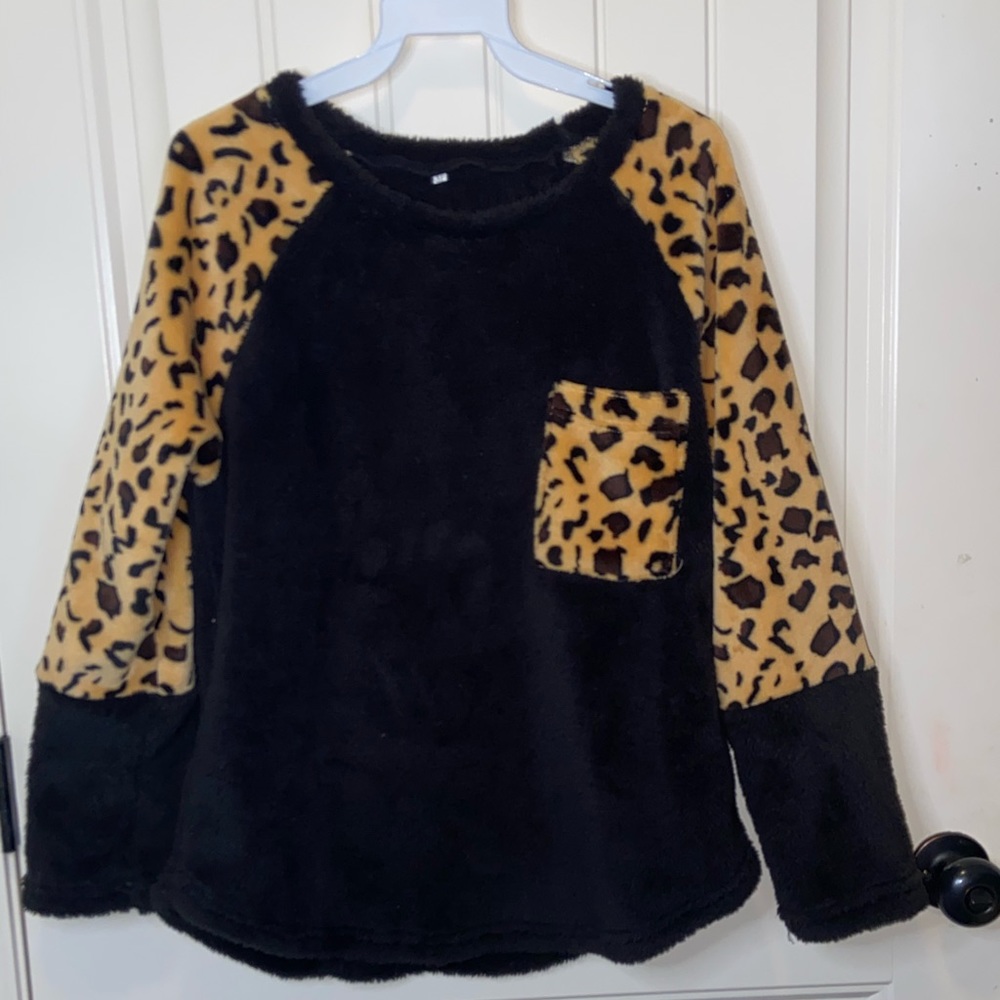 Furry leopard sweater
